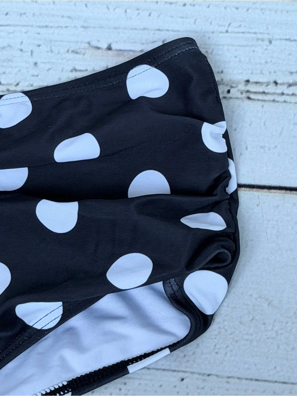 Retro Ruched Mix Match Bikini Set Polka Dot Bottoms Size M